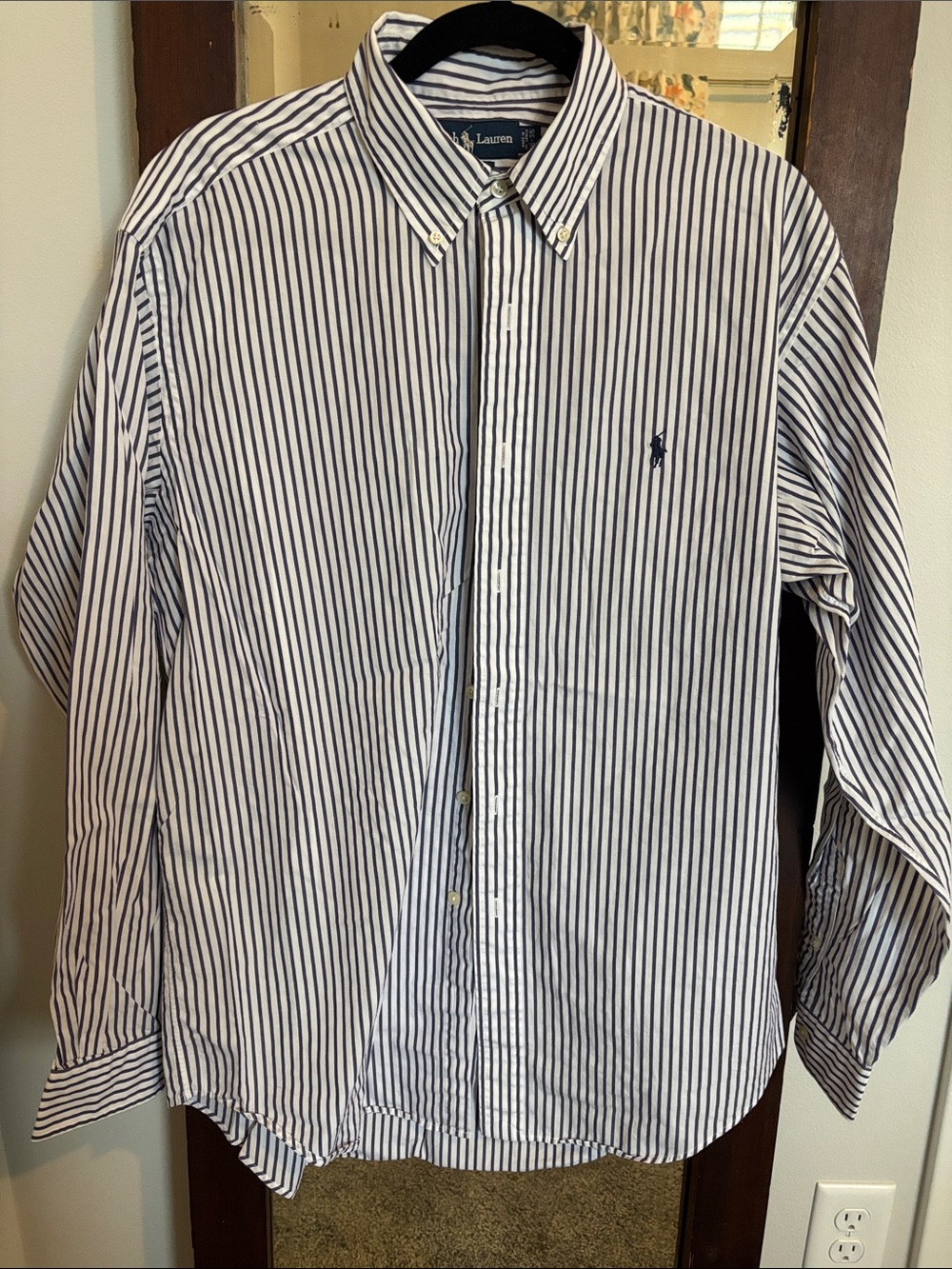 Ralph Lauren White Shirt with Purple Stripes - Yarmouth